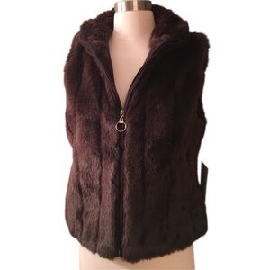 Derek Heart Brown Faux Fur Zip Vest S